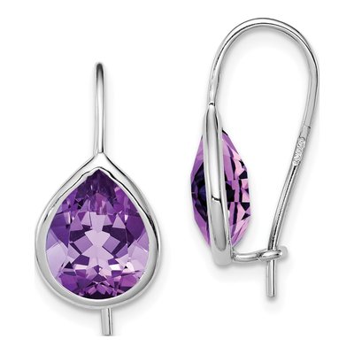 Sterling Silver Amethyst Teardrop Dangle Earrings