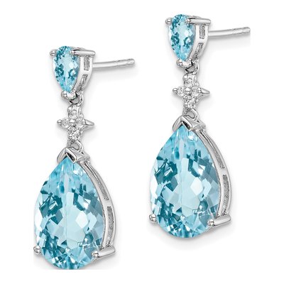 Sterling Silver Sky Blue Topaz & Swiss Blue Topaz Dangle Earrings – view 2
