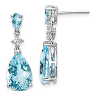 Sterling Silver Sky Blue Topaz & Swiss Blue Topaz Dangle Earrings
