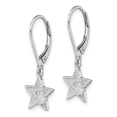 Sterling Silver 1/10 ct tw Diamond Star Leverback Earrings – view 3