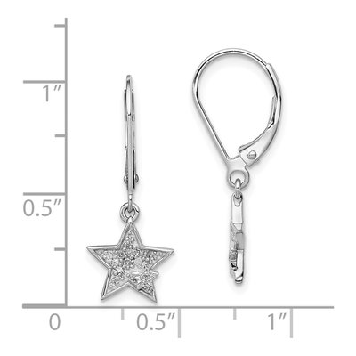 Sterling Silver 1/10 ct tw Diamond Star Leverback Earrings – view 5
