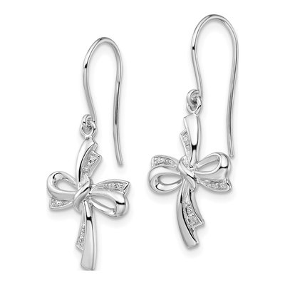 Sterling Silver Diamond Cross Dangle Earrings – view 3
