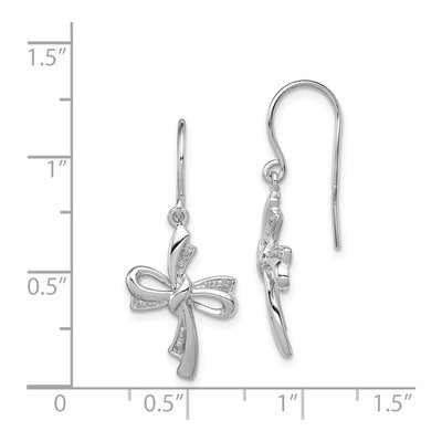 Sterling Silver Diamond Cross Dangle Earrings – view 5