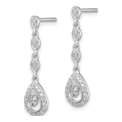 Sterling Silver 1/5 ct tw Diamond Teardrop Dangle Earrings – view 3