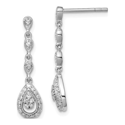 Sterling Silver 1/5 ct tw Diamond Teardrop Dangle Earrings
