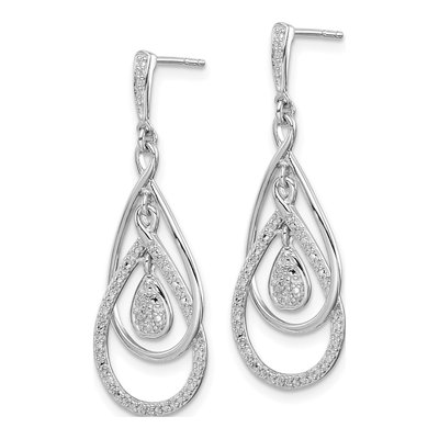 Sterling Silver Diamond Dangle Earrings – view 3