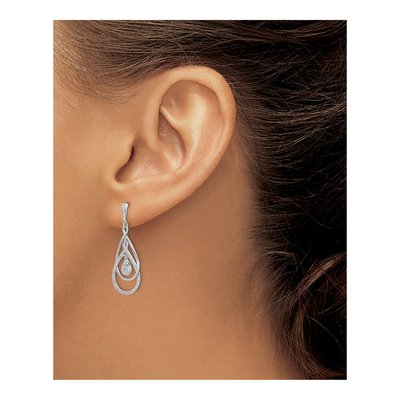 Sterling Silver Diamond Dangle Earrings – view 4