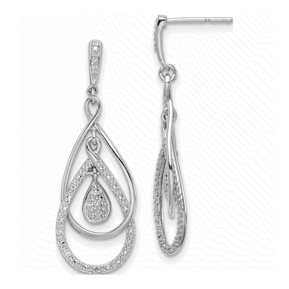 Sterling Silver Diamond Dangle Earrings