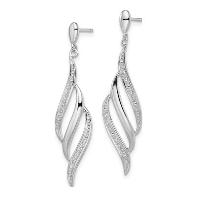 Sterling Silver Diamond Swirl Dangle Earrings – view 3
