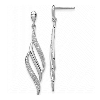 Sterling Silver Diamond Swirl Dangle Earrings