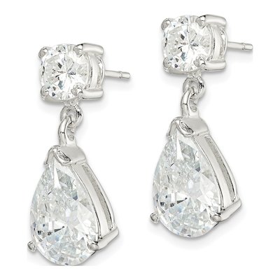 Sterling Silver CZ Pear Dangle Earrings – view 3