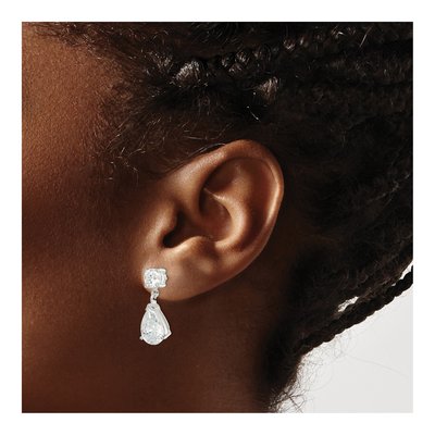 Sterling Silver CZ Pear Dangle Earrings – view 5