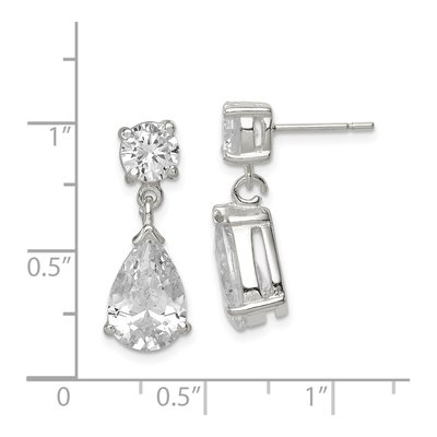 Sterling Silver CZ Pear Dangle Earrings – view 6