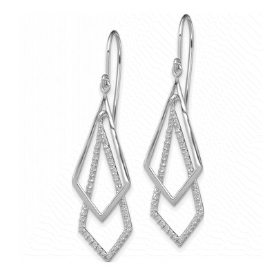 Sterling Silver Diamond Dangle Earrings – view 3