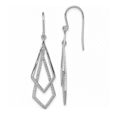 Sterling Silver Diamond Dangle Earrings