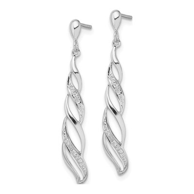 Sterling Silver Diamond Swirl Dangle Earrings – view 3