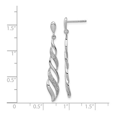 Sterling Silver Diamond Swirl Dangle Earrings – view 5