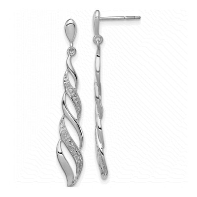 Sterling Silver Diamond Swirl Dangle Earrings