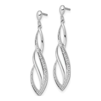 Sterling Silver Diamond Swirl Dangle Earrings – view 3
