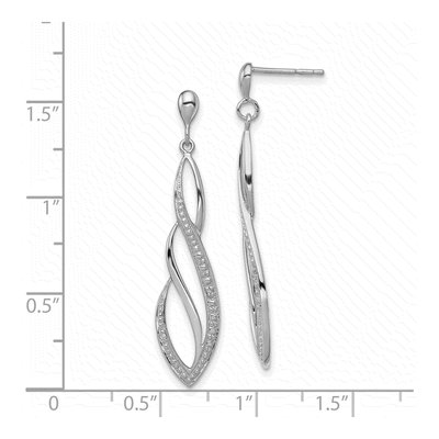 Sterling Silver Diamond Swirl Dangle Earrings – view 5