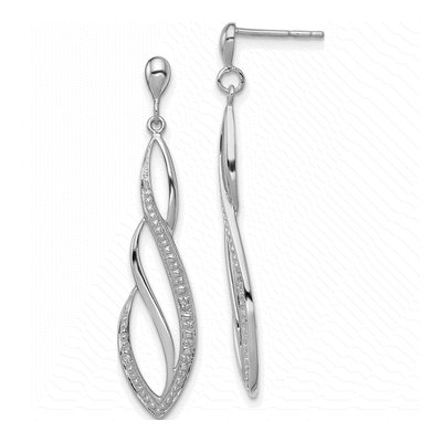Sterling Silver Diamond Swirl Dangle Earrings