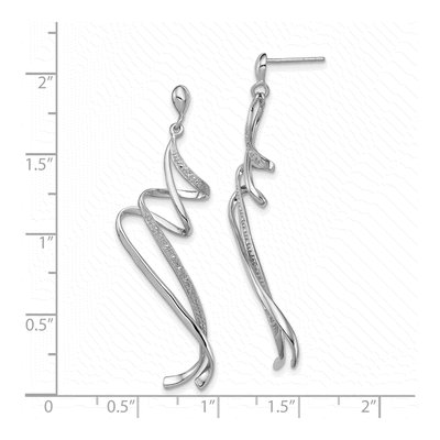 Sterling Silver Diamond Swirl Dangle Earrings – view 3