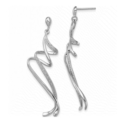 Sterling Silver Diamond Swirl Dangle Earrings