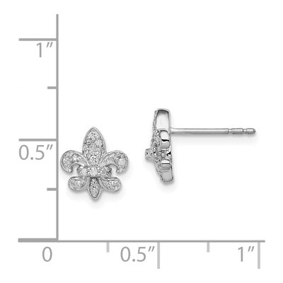 Sterling Silver 0.16 ct tw Diamond Fleur de Lis Stud Earrings – view 5