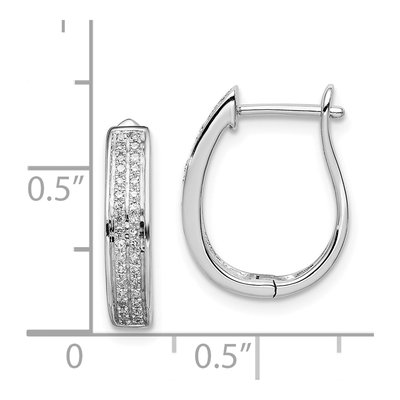 Sterling Silver 1/5 ct tw 15mm Diamond Oval Huggie Hoop Earrings – view 5
