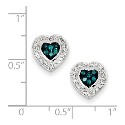 Sterling Silver 1/3 ct tw Diamond Heart Stud Earrings – view 2