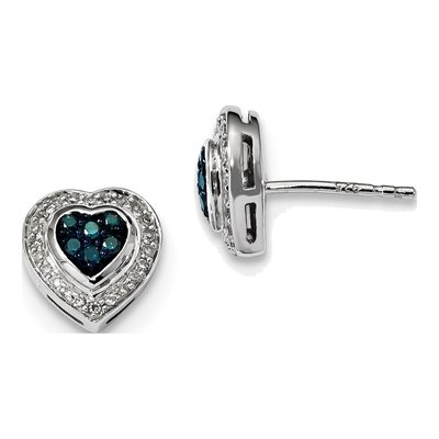 Sterling Silver 1/3 ct tw Diamond Heart Stud Earrings