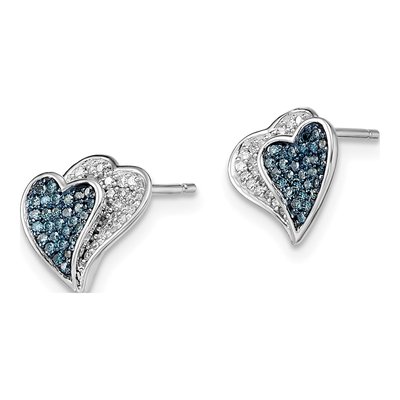 Sterling Silver 0.3 ct tw Diamond Heart Stud Earrings – view 3