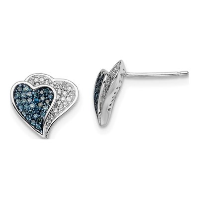 Sterling Silver 0.3 ct tw Diamond Heart Stud Earrings