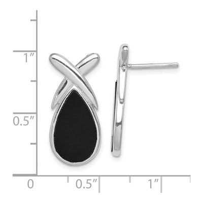 Sterling Silver Onyx Teardrop Dangle Earrings – view 5