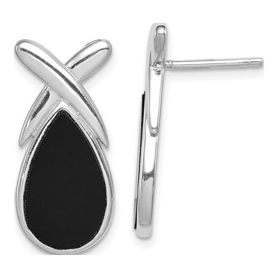 Sterling Silver Onyx Teardrop Dangle Earrings