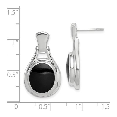 Sterling Silver Onyx Oval Dangle Earrings – view 5
