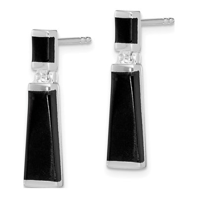 Sterling Silver Onyx Tapered Dangle Earrings – view 3
