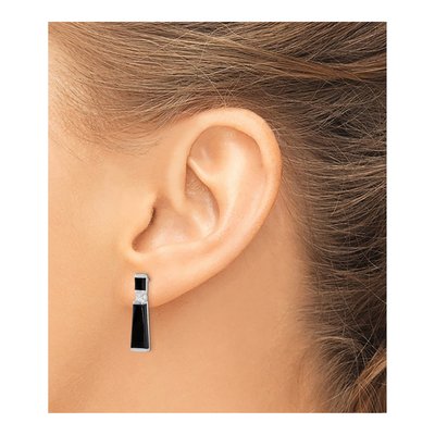 Sterling Silver Onyx Tapered Dangle Earrings – view 4