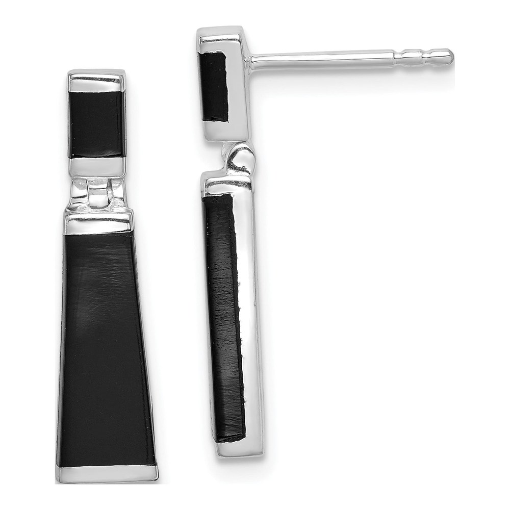 Sterling Silver Onyx Tapered Dangle Earrings