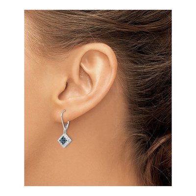 Sterling Silver 1/2 ct tw Diamond Leverback Earrings – view 4