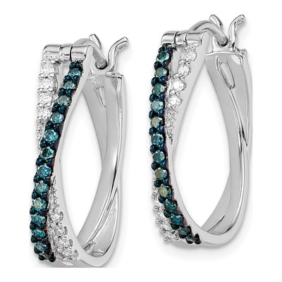 Sterling Silver 0.78 ct tw 24mm Diamond Hoop Earrings – view 3