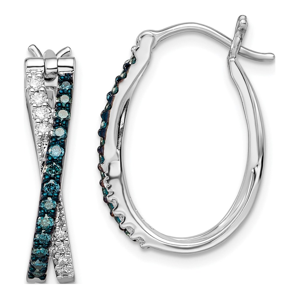 Sterling Silver 0.78 ct tw 24mm Diamond Hoop Earrings