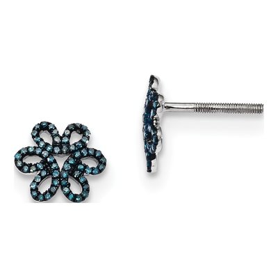 Sterling Silver 0.26 ct tw Diamond Flower Stud Earrings