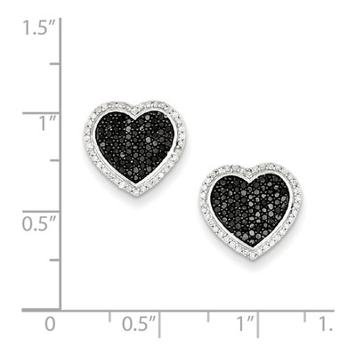 Sterling Silver 2/3 ct tw Diamond Heart Stud Earrings – view 2