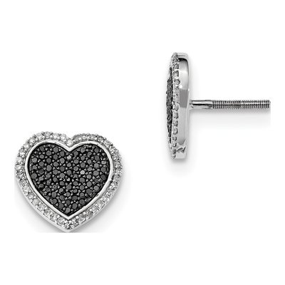 Sterling Silver 2/3 ct tw Diamond Heart Stud Earrings