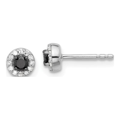Sterling Silver 1/4 ct tw 0.9mm Round Diamond Circle Stud Earrings
