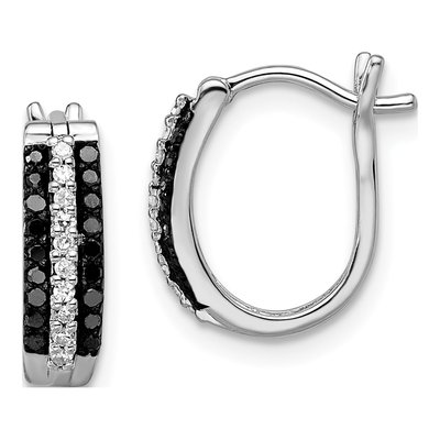 Sterling Silver 0.26 ct tw 13mm Diamond Hoop Earrings