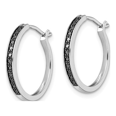 Sterling Silver 20mm Diamond Hoop Earrings – view 3