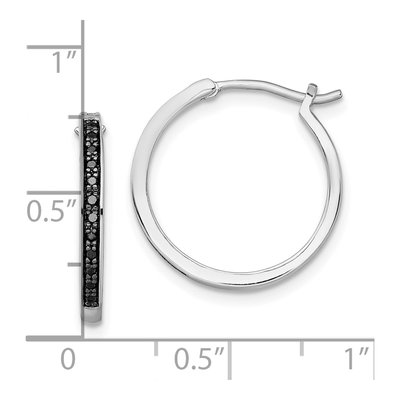 Sterling Silver 20mm Diamond Hoop Earrings – view 5