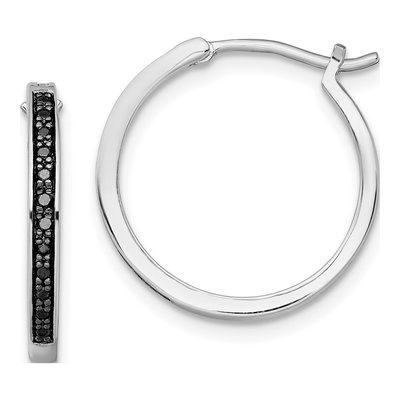 Sterling Silver 20mm Diamond Hoop Earrings